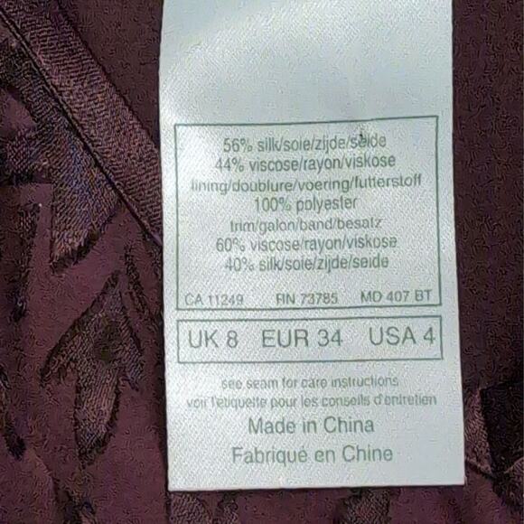 Laura Ashley Burgundy Floral Sleeveless Maxi Dress Silk Blend V Neck Size 4 - Picture 6 of 7
